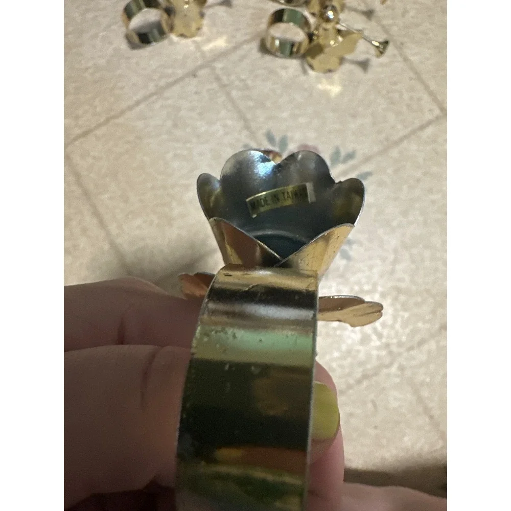 Vintage Gold Angel Napkin Rings Set of 11 Herald Trumpet Christmas Table Decor